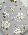 (DBP) WHITE AND GOLD WONDERLAND FLOWERS ON LIGHT GRAY