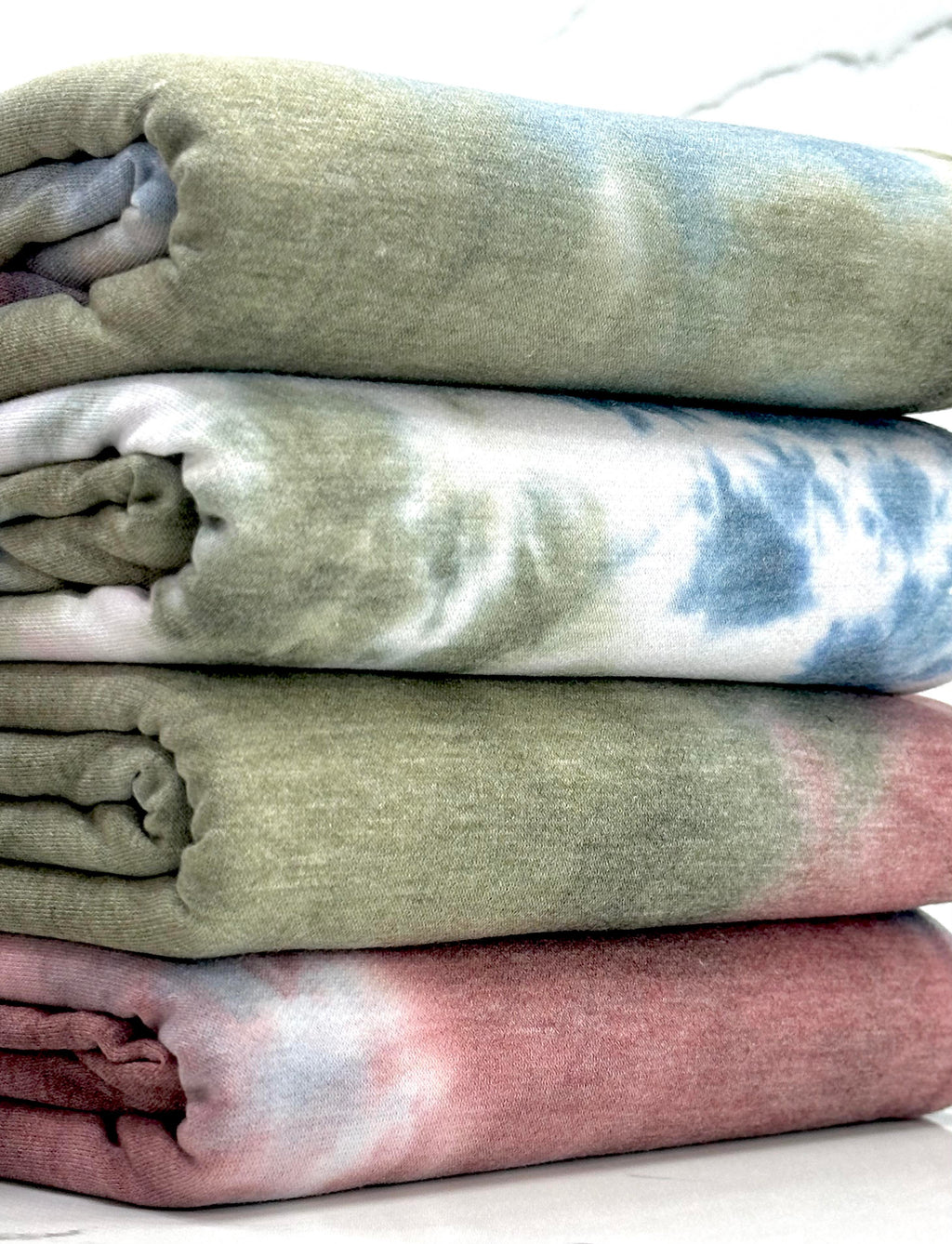 (FRENCH TERRY) OLIVE, NAVY, AND BURGUNDY TIE DYE