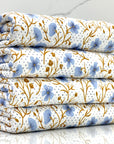 (DBP) BERRY BLUE && GOLD WONDERLAND FLOWERS ON WHITE