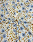 (DBP) BERRY BLUE && GOLD WONDERLAND FLOWERS ON WHITE