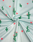 (DBP) CACTUS AND RED SMALL HEARTS ON LIGHT MINT