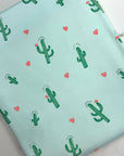 (DBP) CACTUS AND RED SMALL HEARTS ON LIGHT MINT