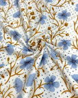 (DBP) BERRY BLUE && GOLD WONDERLAND FLOWERS ON WHITE