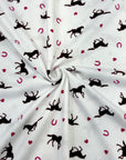 (DBP) BROWN HORSES AND HOT PINK HORSESHOE ON OFF WHITE