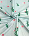 (DBP) CACTUS AND RED SMALL HEARTS ON LIGHT MINT