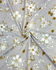 (DBP) WHITE AND GOLD WONDERLAND FLOWERS ON LIGHT GRAY