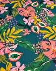 (NYLON RIB) FLORAL PATTERN ON DEEP TEAL