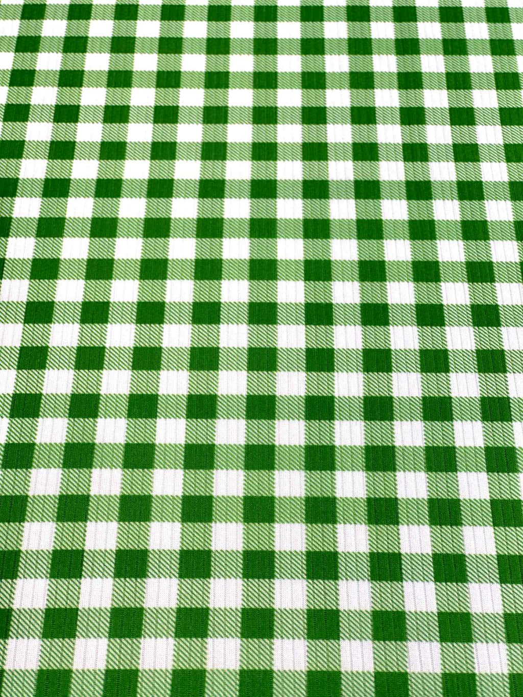 (4X2 RIB) GREEN AND OFF WHITE GINGHAM