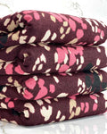 (HACCI SWEATER KNIT) PINK, IVORY, AND BLACK LEOPARD ON BURGUNDY