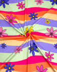 (DBP) PINK, YELLOW, PURPLE, AND HOT PINK FLOWERS ON COLORFUL WAVE