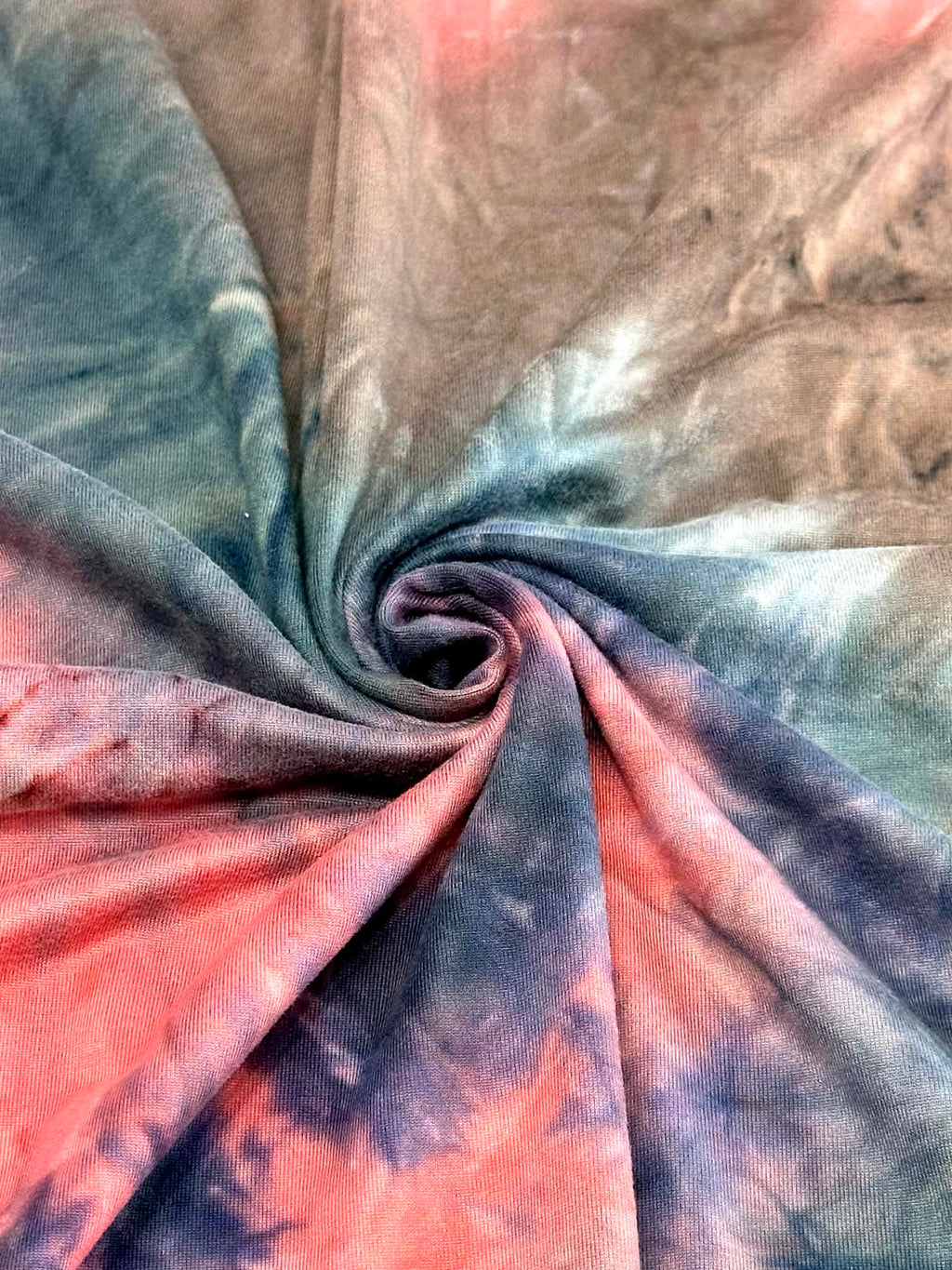 (DBP) DEEP TEAL, CORAL AND BROWN TIE DYE