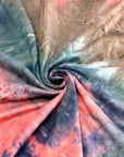 (DBP) DEEP TEAL, CORAL AND BROWN TIE DYE