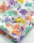 (MESH) MINT, LAVENDER , PEACH, AND YELLOW FLOWERS ON OFF WHITE (1)