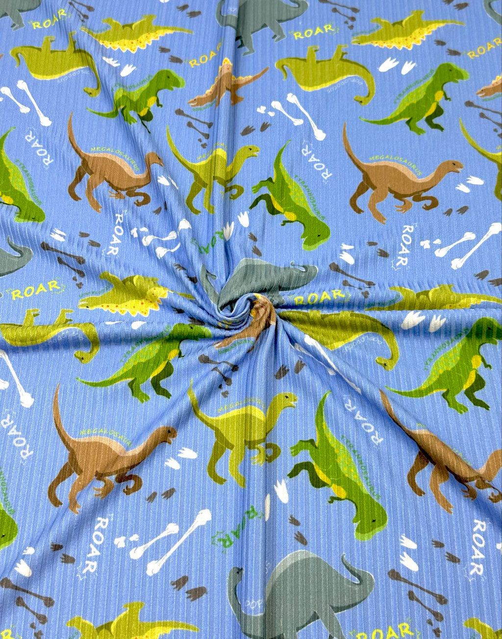 (YUMMY RIB) GREEN, BROWN, AND ALOE DINOSAURS ON BLUE (1)