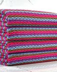 (EMBROIDERED KNIT) HOT PINK, PURPLE, BLUE AND BROWN STRIPES