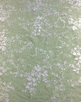 (MESH) WHITE FLORAL ON LIGHT GREEN