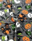 (FRENCH TERRY) TRICK OR TREAT AND PUMPKINS ON GRAY (2)