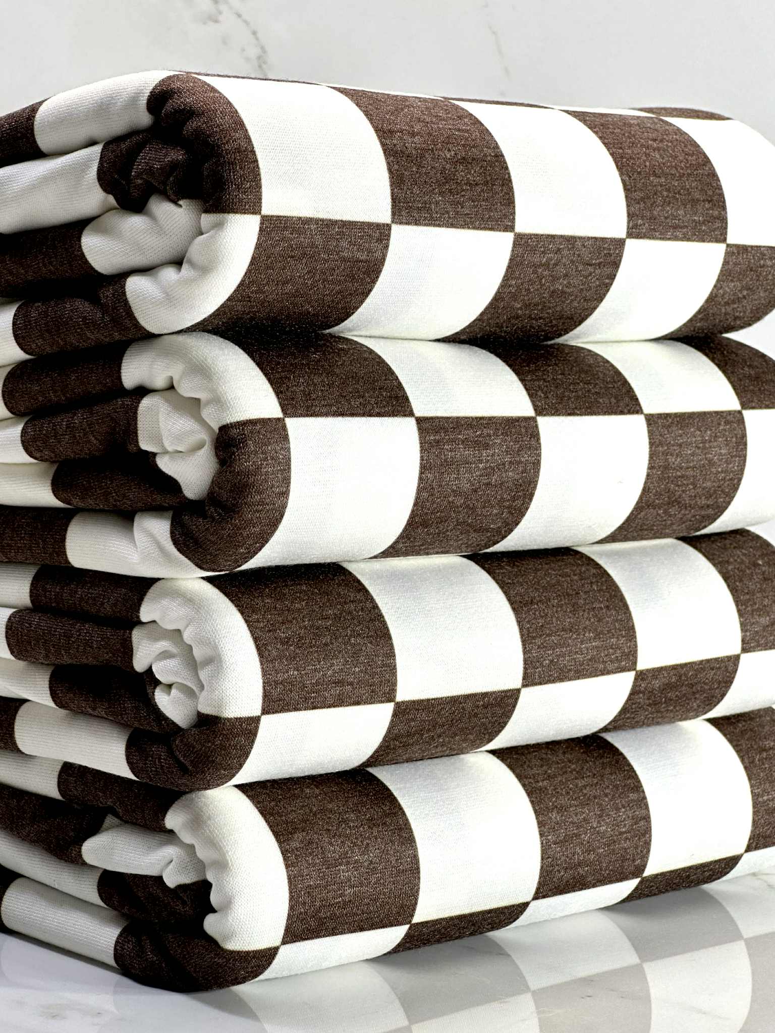 (FRENCH TERRY) BROWN AND OFF WHITE MEDIUM CHECKERED (5)