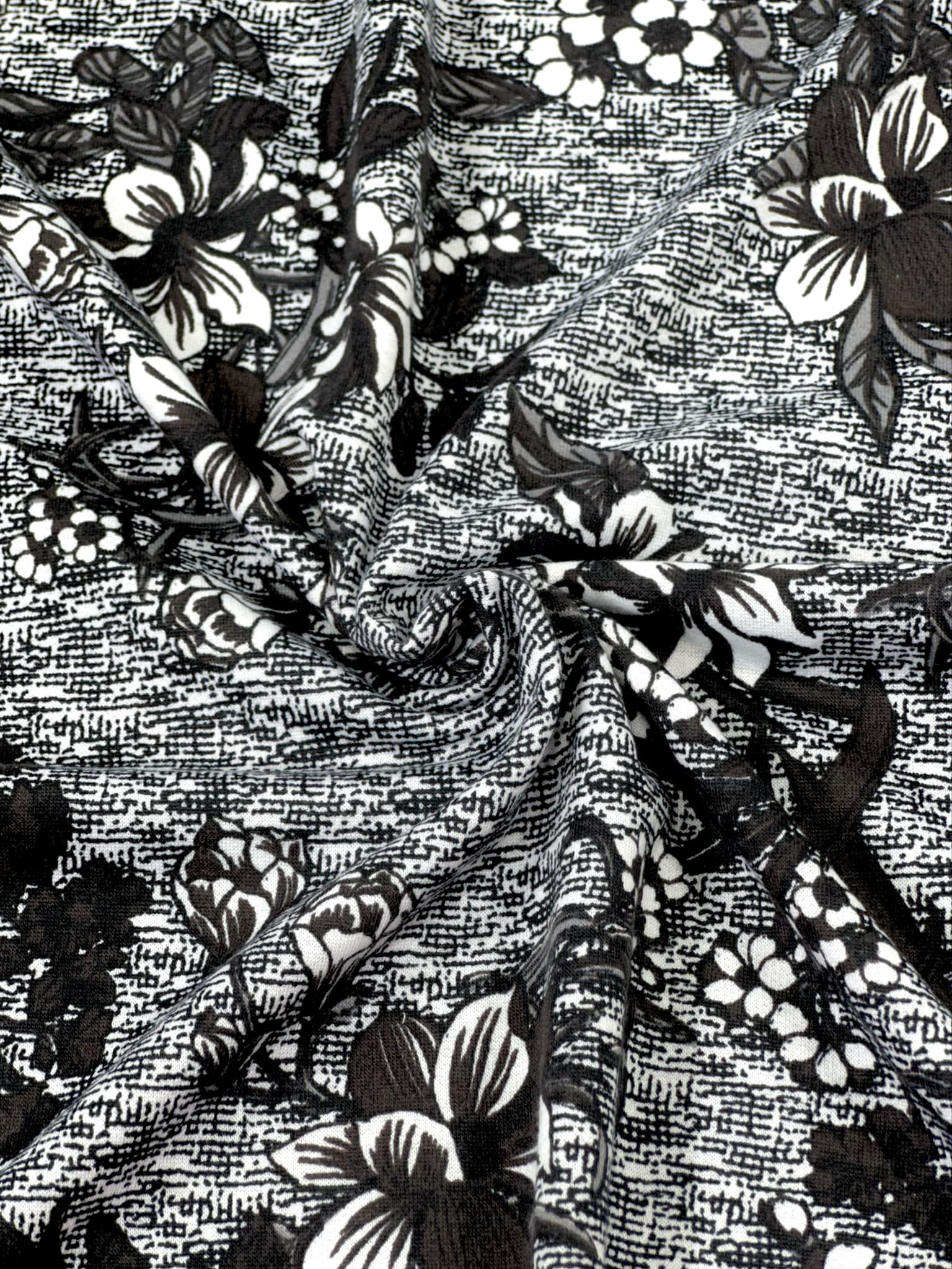 (FRENCH TERRY) BLACK AND WHITE FLORAL