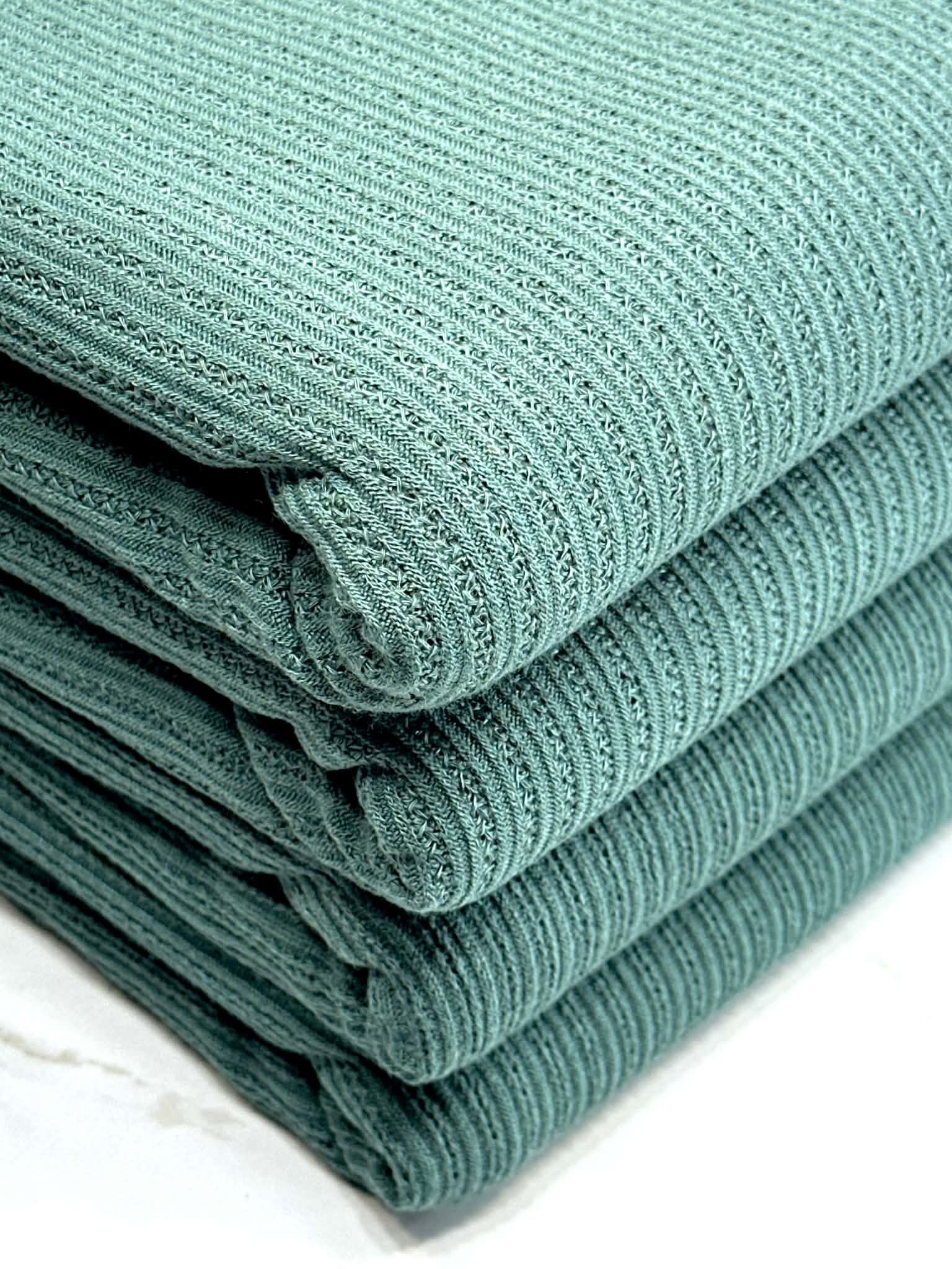 (POINTELLE RIB) VINTAGE FOREST GREEN