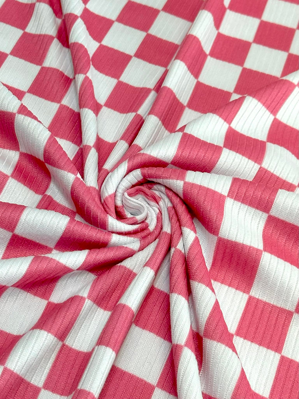 (4X2 YUMMY RIB) NEW PINK AND OFF WHITE CHECKERED
