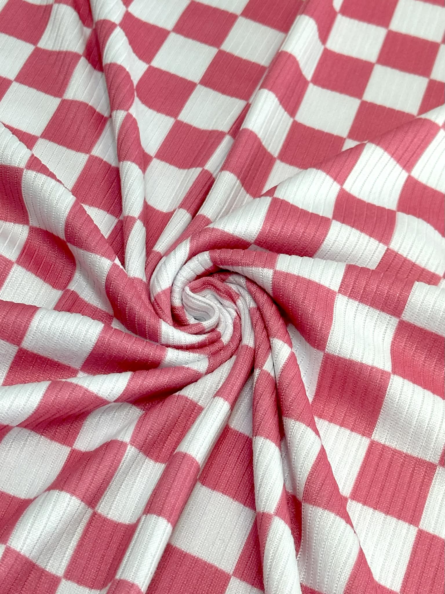 (4X2 YUMMY RIB) NEW PINK AND OFF WHITE CHECKERED