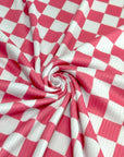 (4X2 YUMMY RIB) PINK AND OFF WHITE CHECKERED