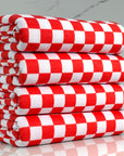 (FRENCH TERRY) RED AND OFF WHITE CHECKERED