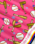 (FRENCH TERRY) BASEBALLS AND BATS ON PINK