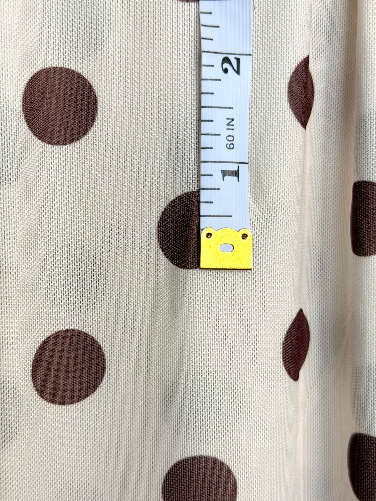 (MESH) BROWN POLKA DOTS ON IVORY