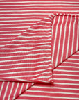 (JERSEY KNIT) OFF WHITE STRIPES ON RED