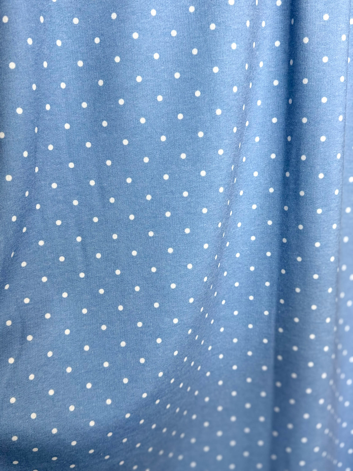 (FRENCH TERRY) OFF WHITE TINY POLKA DOTS ON DENIM