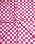 (FRENCH TERRY) FUSCHIA AND OFF WHITE CHECKERED