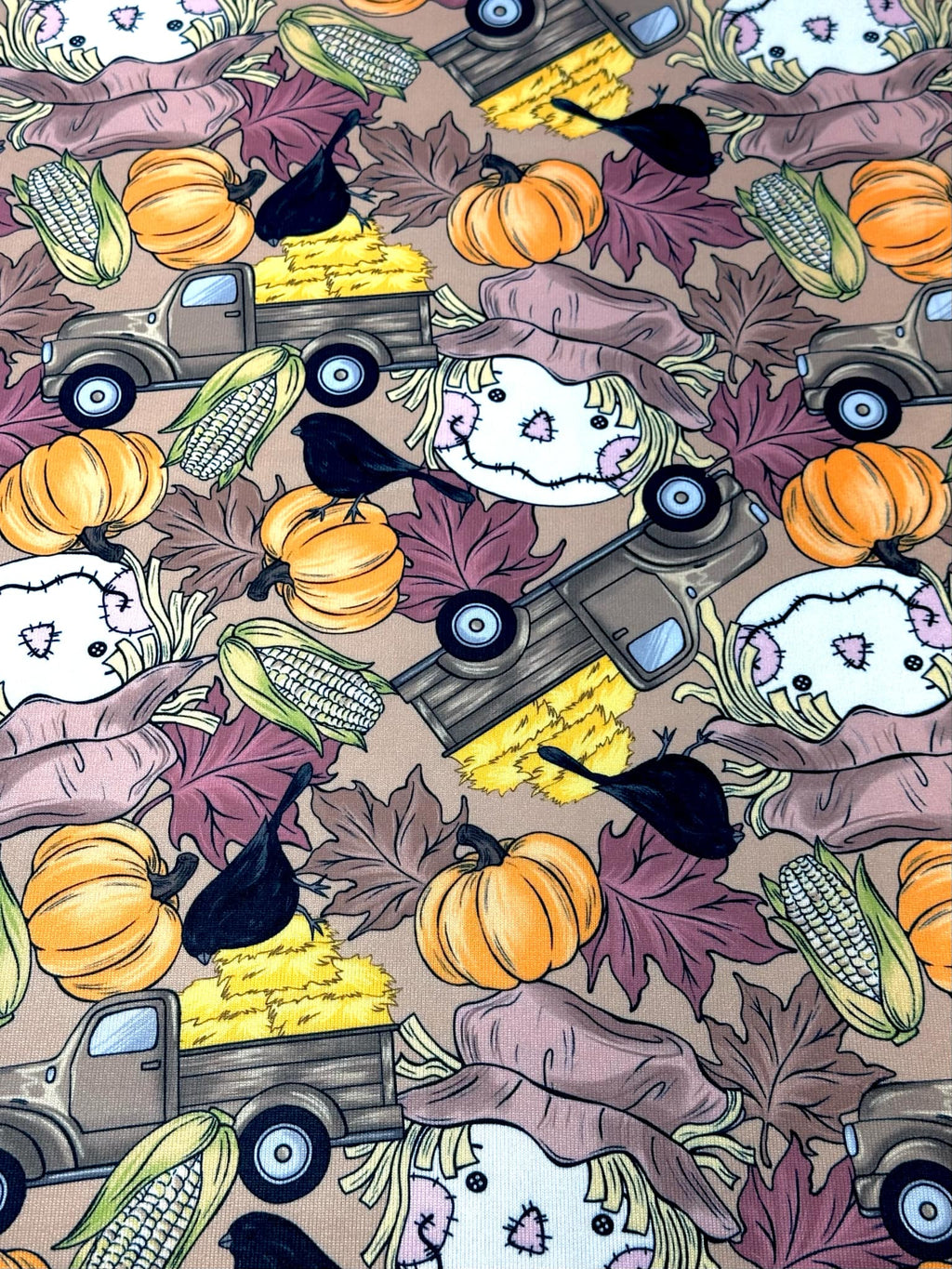 (SWEATER KNIT/OAKLEY) BIG HAY TRUCKS, SCARECROWS & BLACK CROWS ON COFFEE (3)