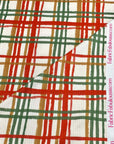 (4X2 RIB) CAMEL, RED, AND GREEN PLAID ON IVORY