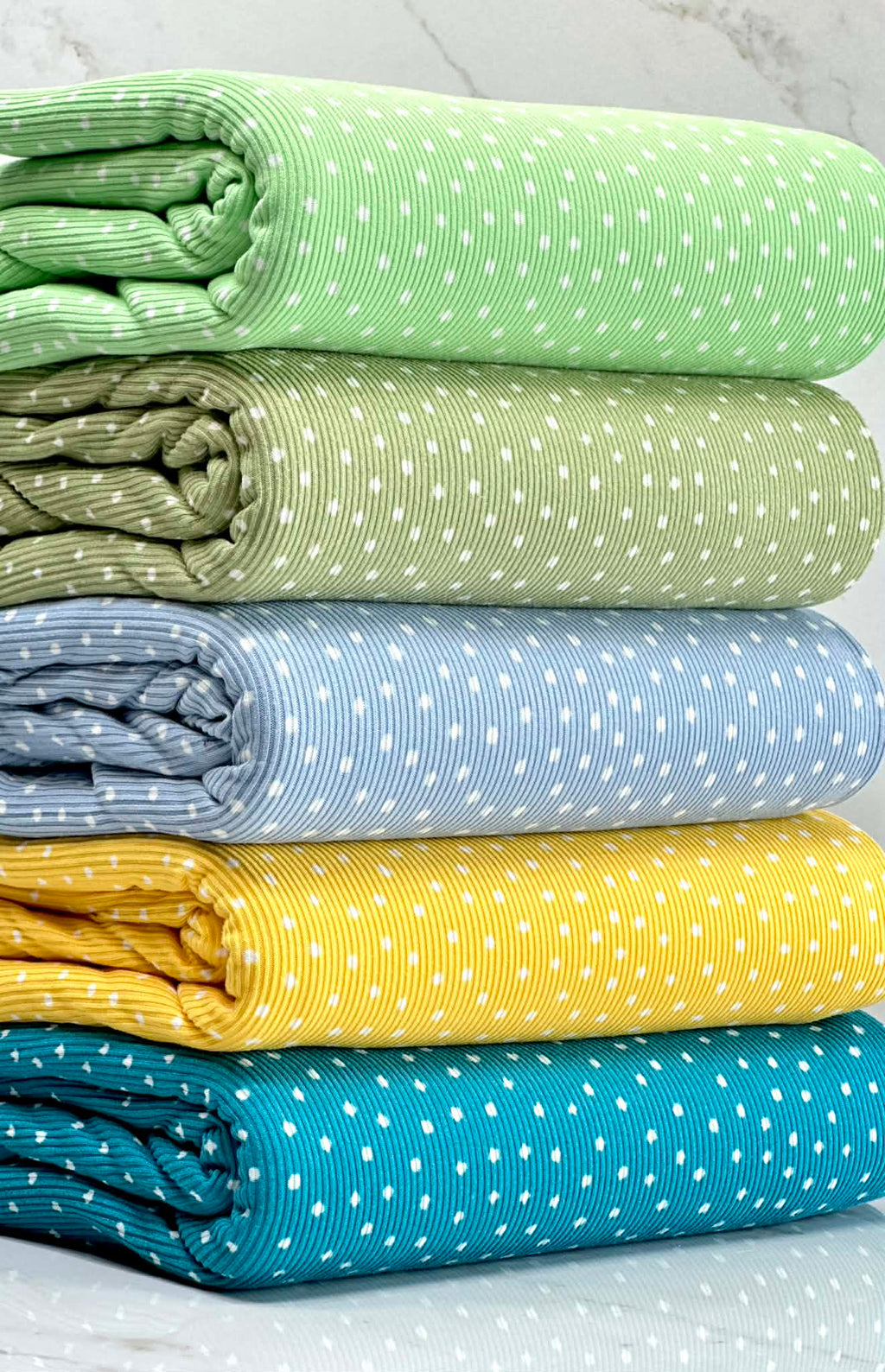 (2X1 YUMMY RIB) OFF WHITE POLKA DOTS ON TEAL