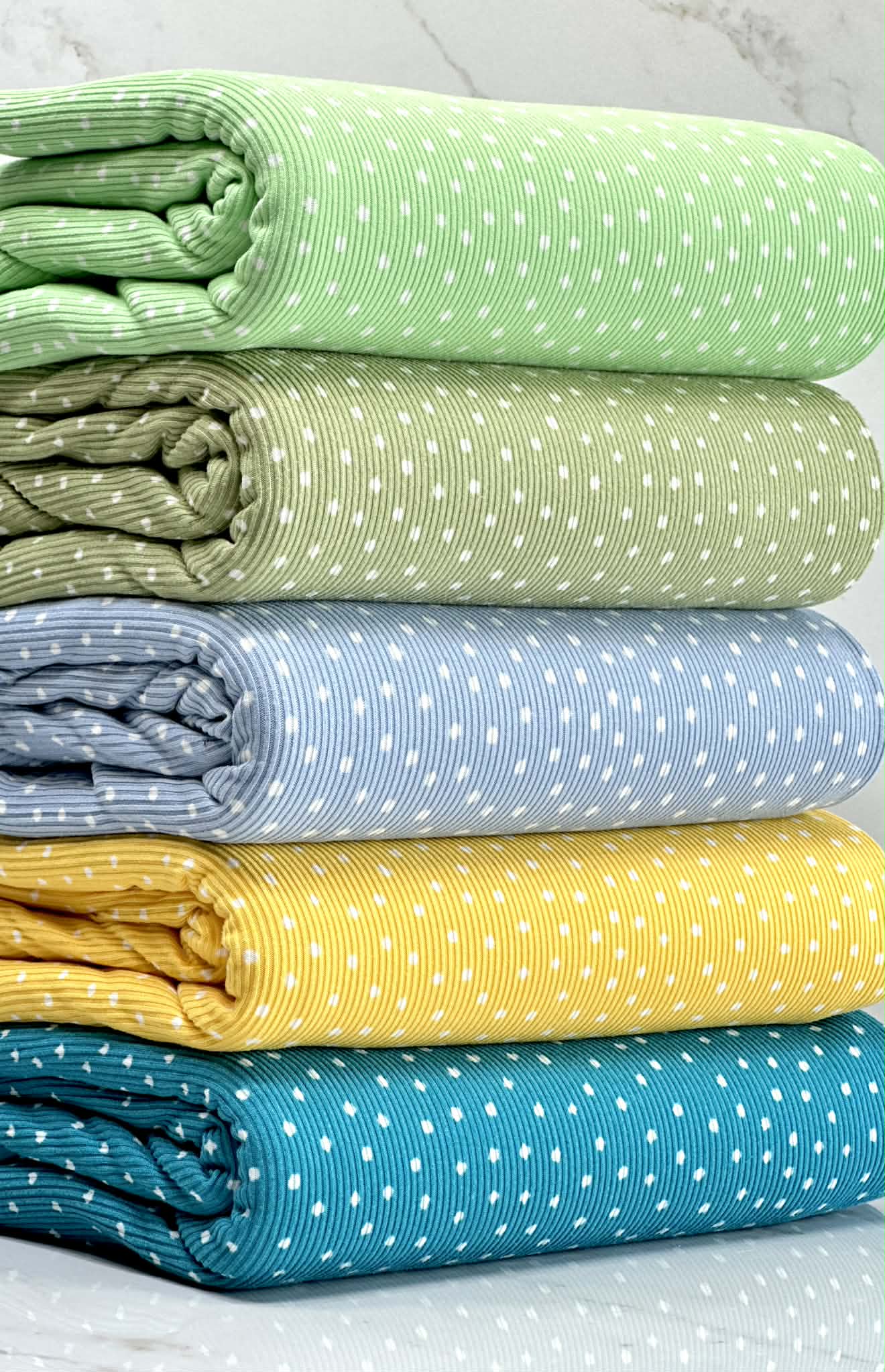(2X1 YUMMY RIB) OFF WHITE POLKA DOTS ON TEAL