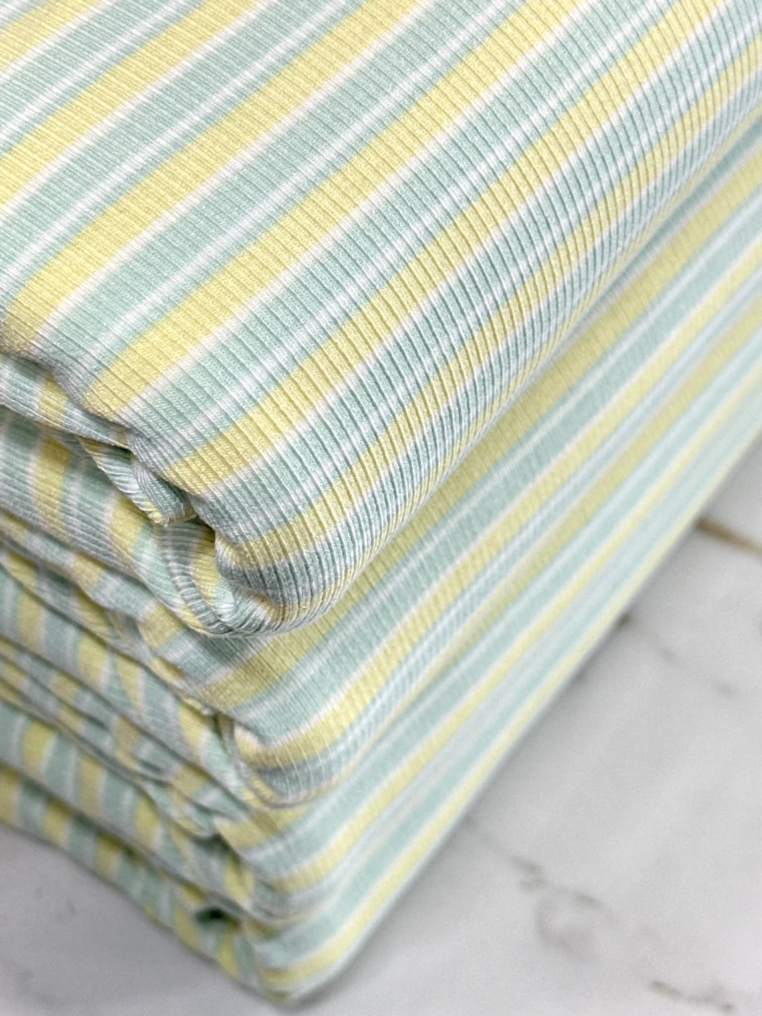 (RIB) SOFT YELLOW AND MINT STRIPES