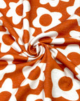 (FRENCH TERRY) IVORY DAISIES ON BURNT ORANGE