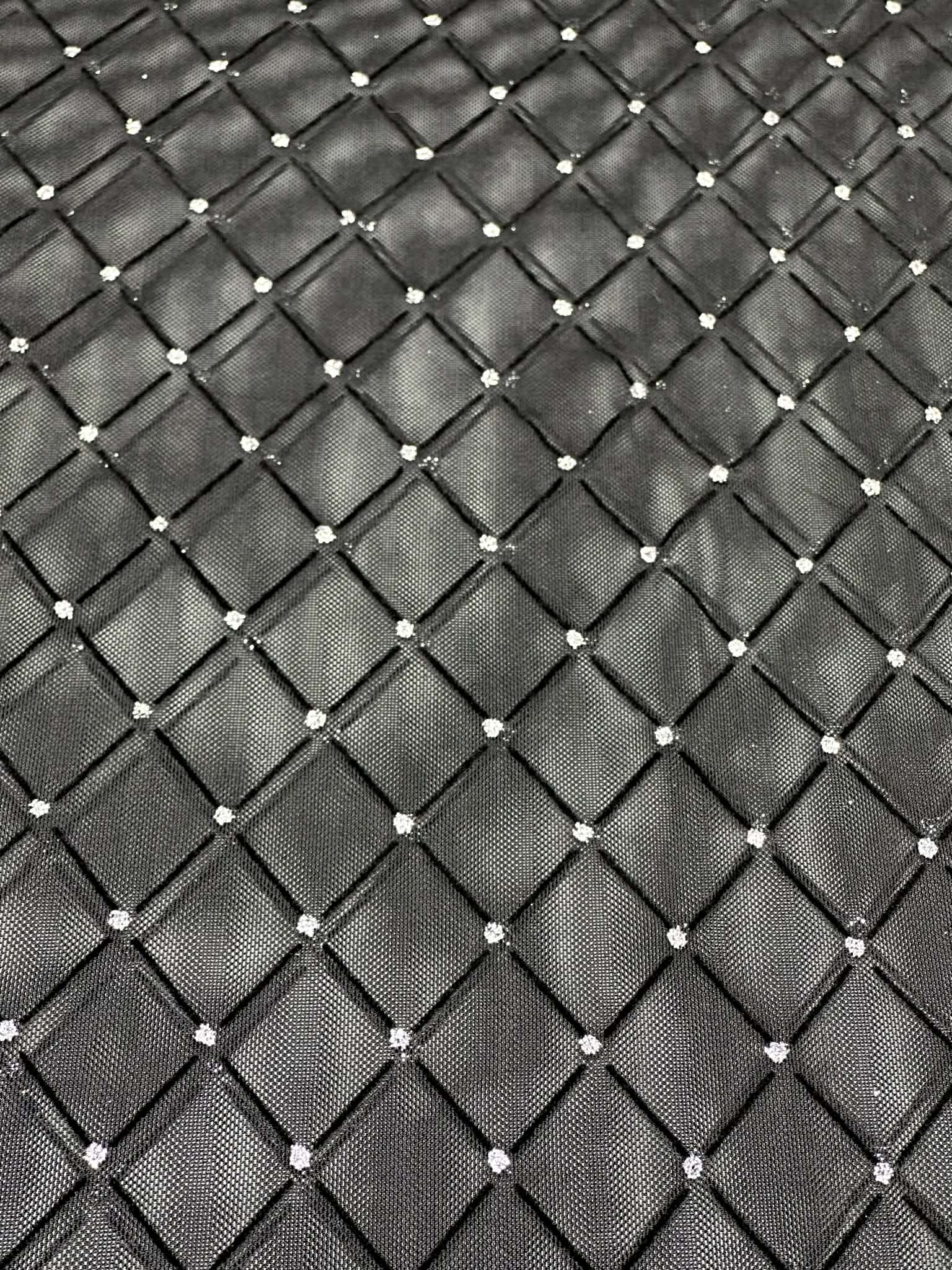 (MESH) SILVER GLITTER AND DIAMOND PATTERN ON BLACK