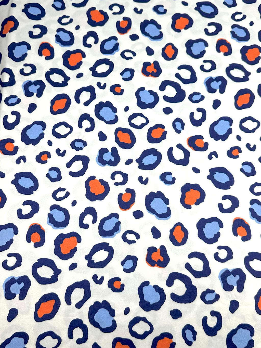 (DBP) SCARLET RED, BLUE AND WHITE CHEETAH ON OFF WHITE