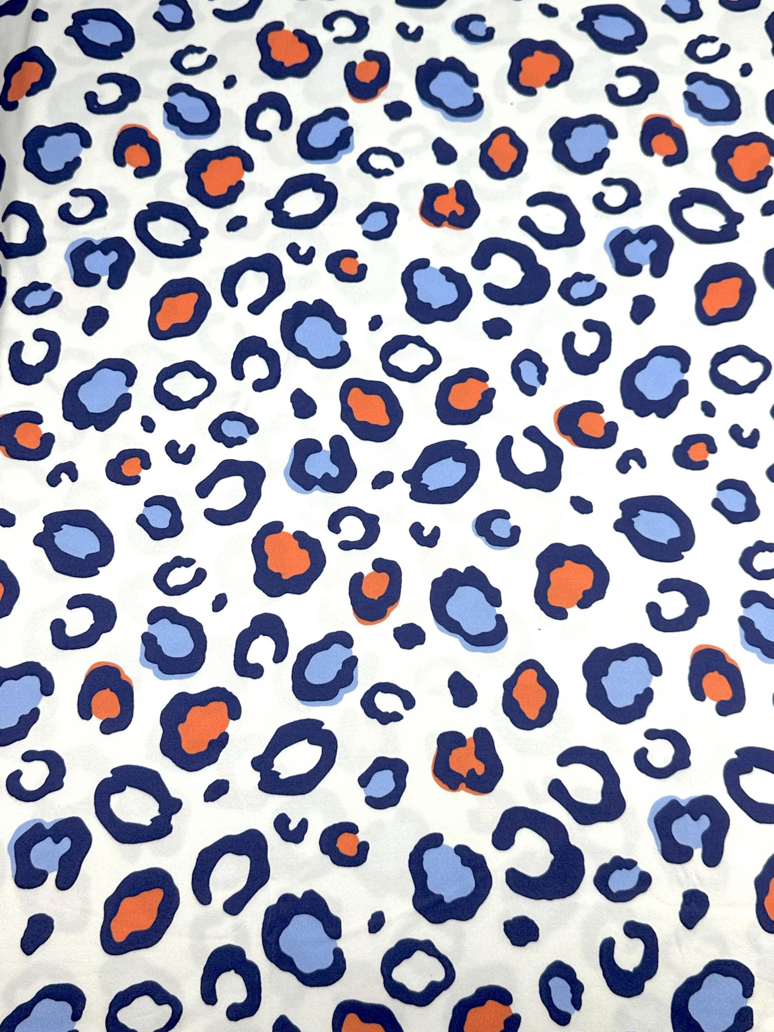 (DBP) SCARLET RED, BLUE AND WHITE CHEETAH ON OFF WHITE