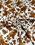 (4X2 YUMMY RIB) SMALL BROWN COW FUR PRINT ON OFF WHITE