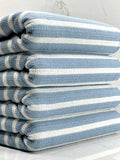 (SWEATER KNIT) OFF WHITE AND BLUE STEEL STRIPES