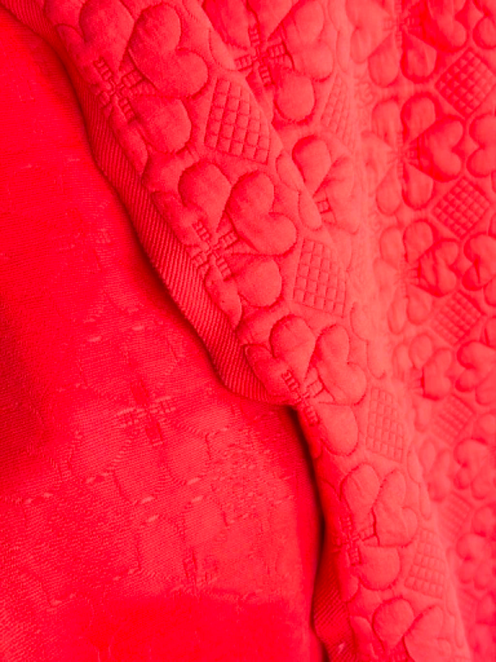 (JACQUARD KNIT) 3D BRIGHT RED EMBOSSED FLOWERS