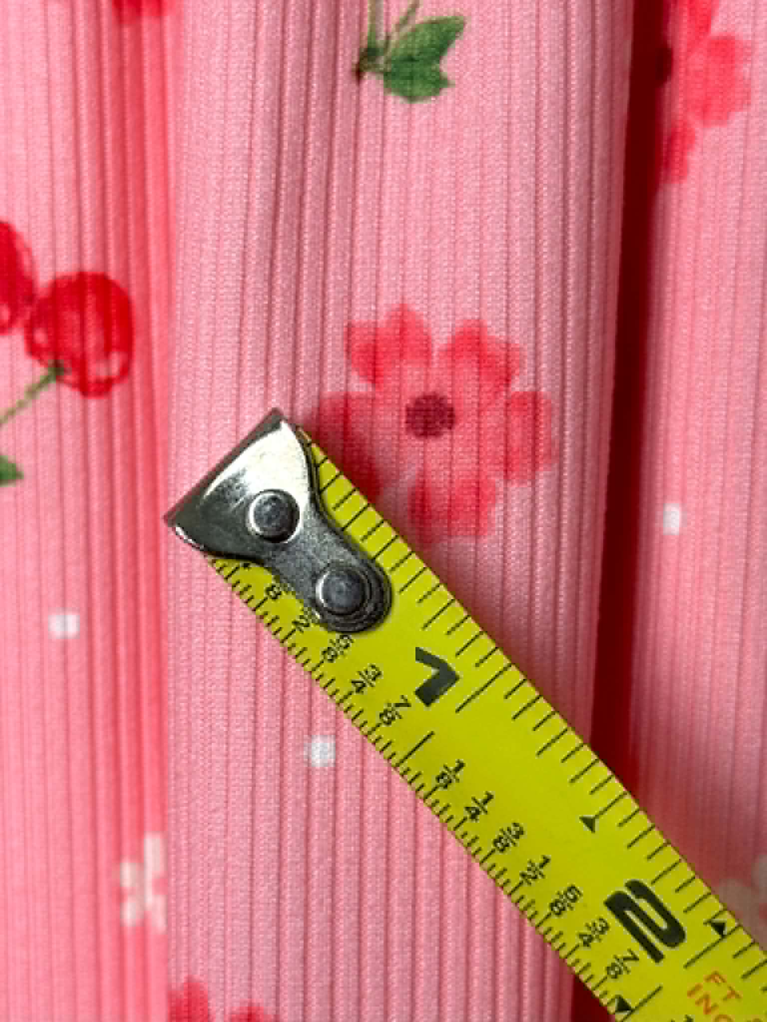 (2X2 YUMMY RIB) CHERRIES AND FLOWERS ON PINK
