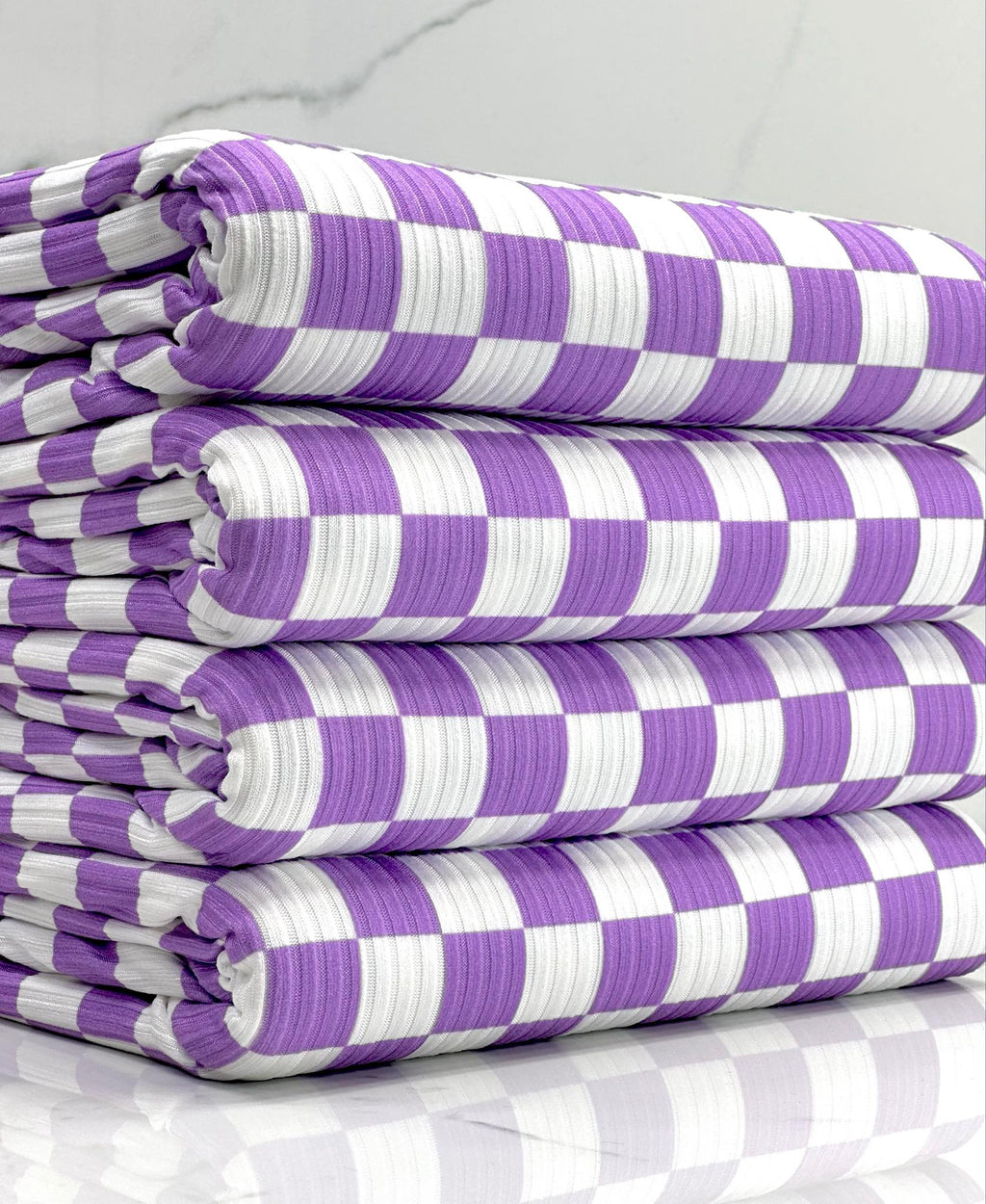 (YUMMY RIB) LAVENDER AND OFF WHITE CHECKERED