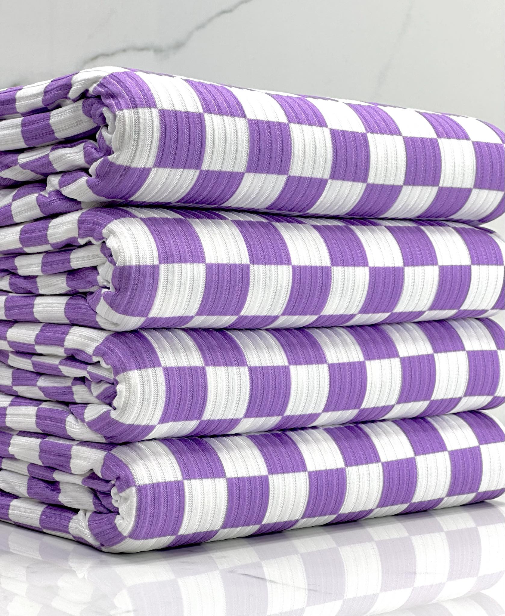 (YUMMY RIB) LAVENDER AND OFF WHITE CHECKERED