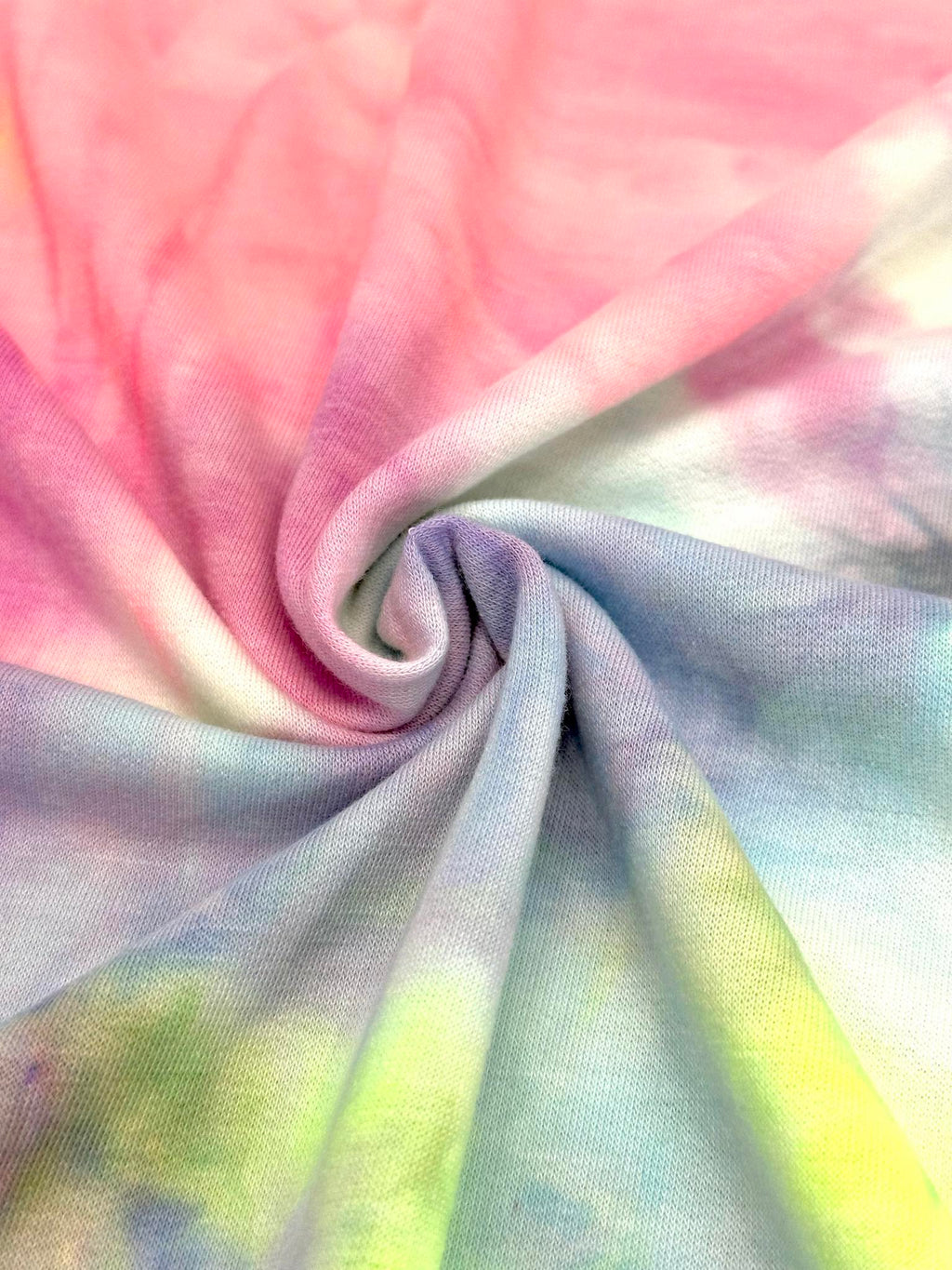 (FRENCH TERRY) LIME, PURPLE, PINK, AND SKY BLUE TIE DYE