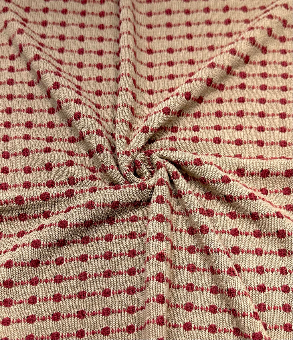 (SWEATER KNIT) RED STRIPE PATTERN ON SOFT BROWN (2)